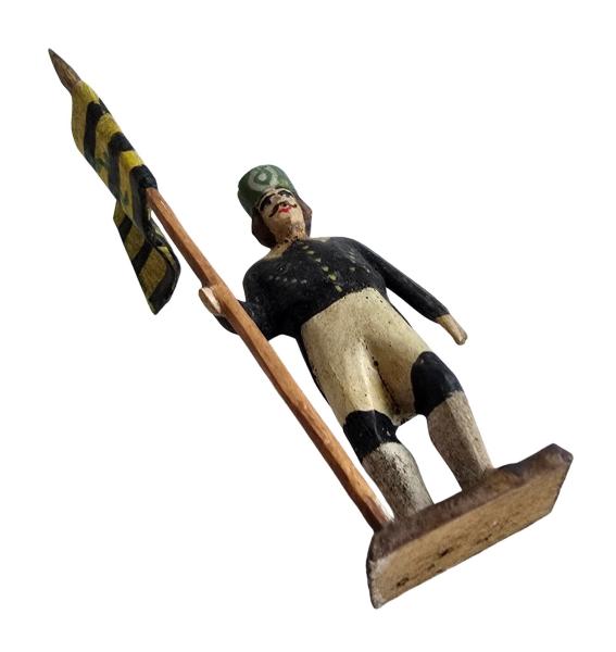 Grulich crib figurine, miner with flag, ~ 1900
