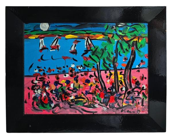 Peter Robert Keil (geb. 1942 Züllichau), Abstract beach scene with sailing boats