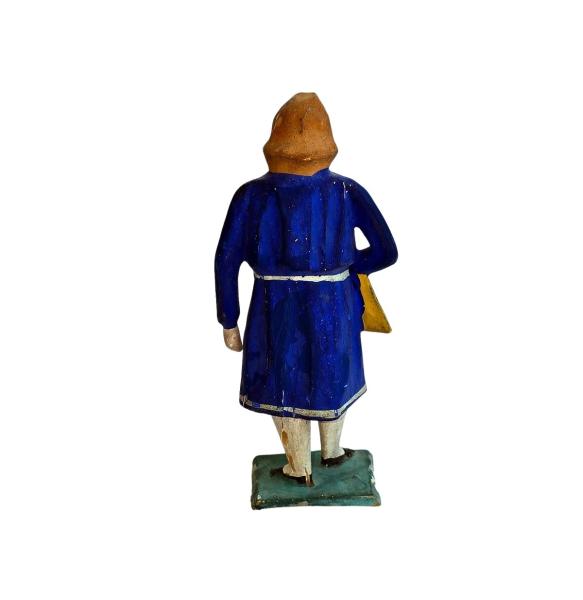 Antike Grulicher Krippenfigur / Gabenbringer mit Tasche um 1900 (10 cm)