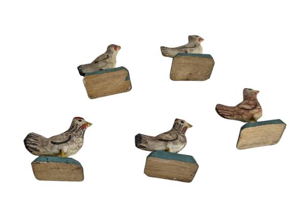 Flock of 5  Chickens, wood