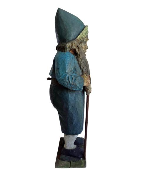 Garden gnome / Dwarf, carved wood, 19th century
