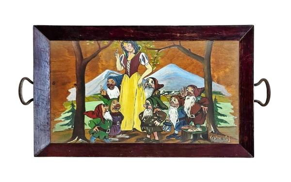 Snow White and the Seven Dwarfs, tray, hand-painted