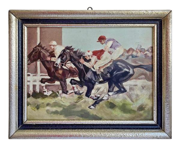 Gemälde Pferderennen, Jockey um 1930