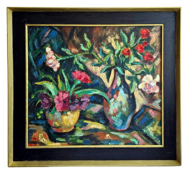 Gemälde Stillleben mit Blumen, dat. 1972