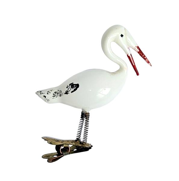 Storch aus Milchglas auf Zwicker um 1920