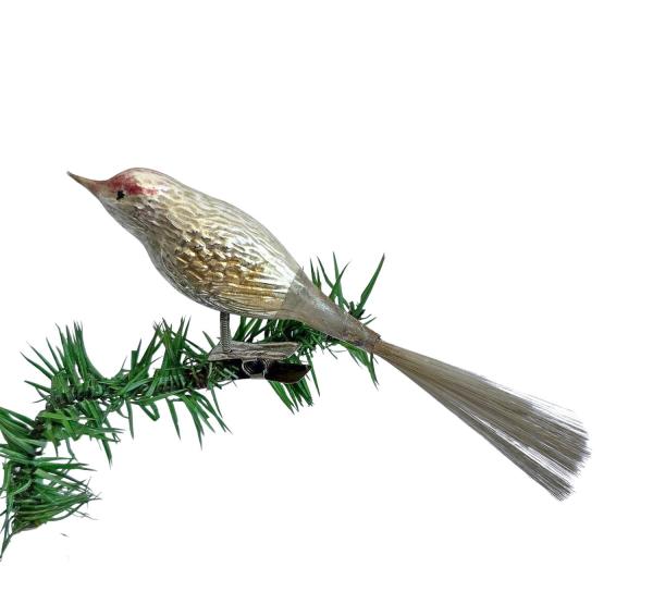 Glasornament,  Vogel auf Zwicker, ~ 1920