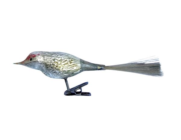 Glasornament,  Vogel auf Zwicker, ~ 1920