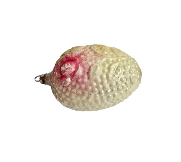 Antike Lauscha Kugel mit Blume und Schmetterling, ~ 1910
