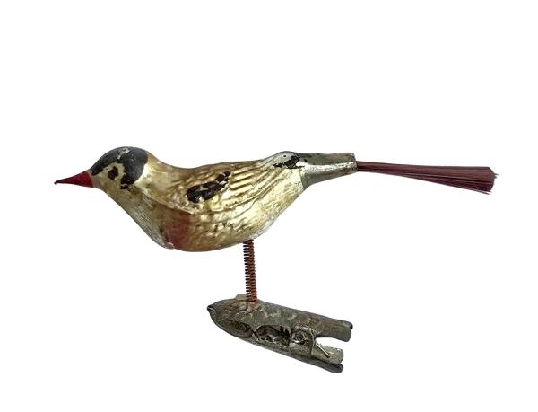 Glasornament,  Vogel auf Zwicker, ~ 1920