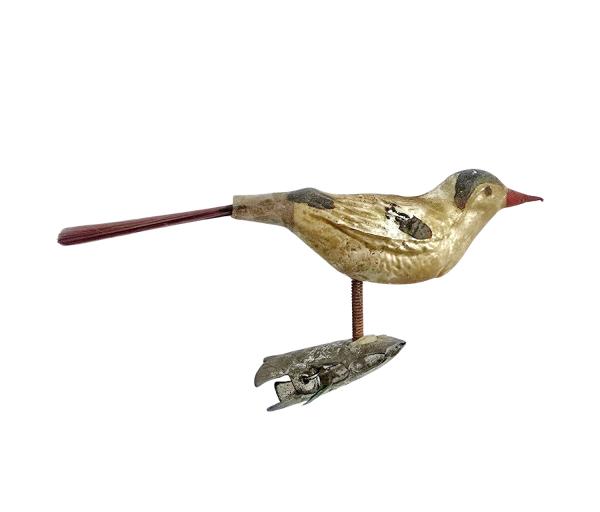Glasornament,  Vogel auf Zwicker, ~ 1920