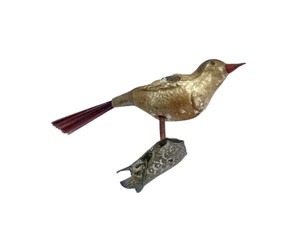 Glasornament,  Vogel auf Zwicker, ~ 1920