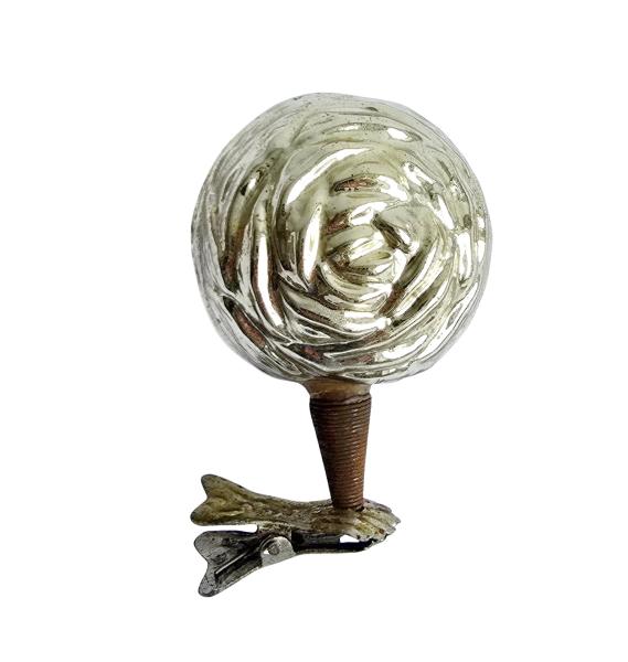 Antiker Christbaumschmuck um 1930, Rose auf Zwicker