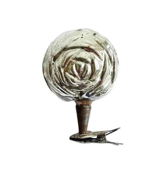 Antiker Christbaumschmuck um 1930, Rose auf Zwicker