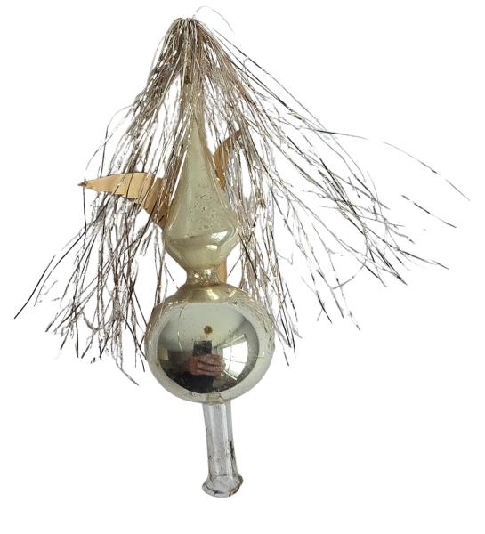 Antike Christbaumspitze mit Tinsel und Engel Oblate, ~ 1930