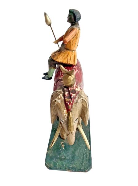 Antike Grulicher Krippenfigur, Elefant mit Treiber um 1900   (7 cm)