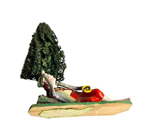 Antike Grulicher Krippenfigur / Schlafender Hirte, ~ 1900 (7 cm)