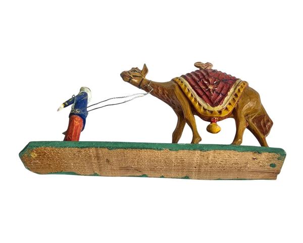 Antike Grulicher Krippenfigur / Orientalischer Krieger mit Dromedar, ~ 1900 (7 cm)