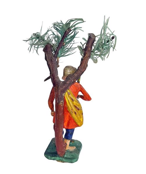 Antique grulich crib figurine, Shepherd with tree,  around 1900 (10 cm)