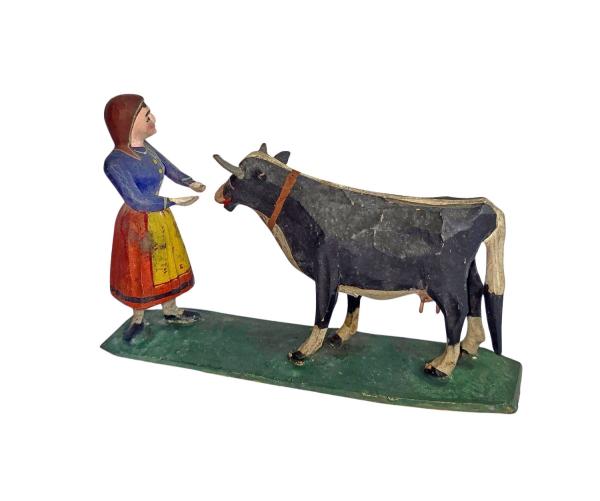 Antique grulich crib figurine, farmer with cow, around  1880 /1900  (10 cm)