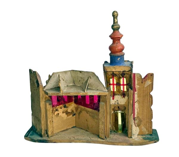 Antique Grulich nativity crib building, around 1900
