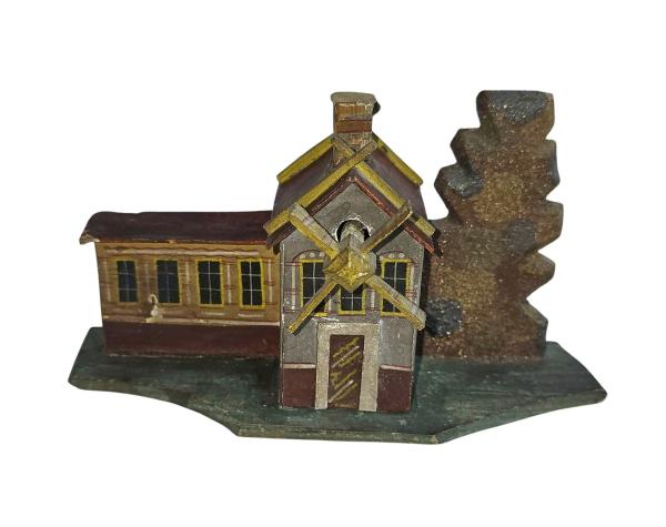 Antique Grulich nativity crib building, Watermill, around 1900