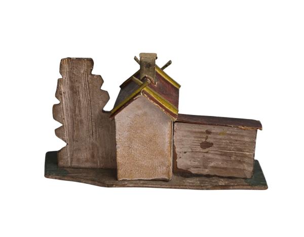 Antique Grulich nativity crib building, Watermill, around 1900