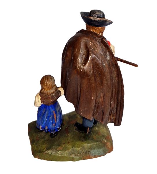 Antike Krippenfigur / Hirte mit Kind, um 1900  (10 cm)