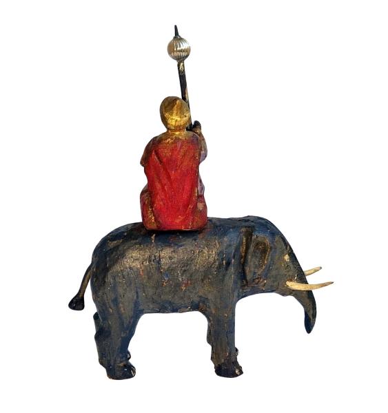 Antike Grulicher Krippenfigur / Elefant mit Reiter um 1900 (7 cm)