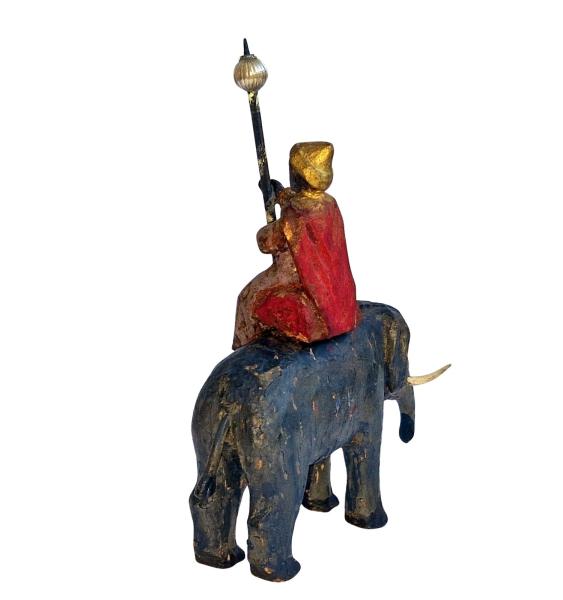 Antike Grulicher Krippenfigur / Elefant mit Reiter um 1900 (7 cm)
