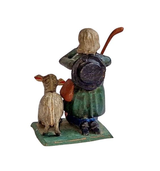 Antike Grulicher Krippenfigur / knieender Hirte, um 1900 (7 cm)