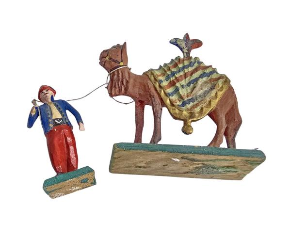Antique grulich crib figurine, Turk with dromedar / Camel, around 1900 (7 cm)