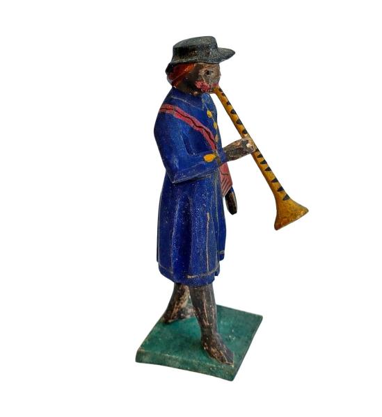 Antike Grulicher Krippenfigur / Hirte mit Flöte um 1900 (10 cm)