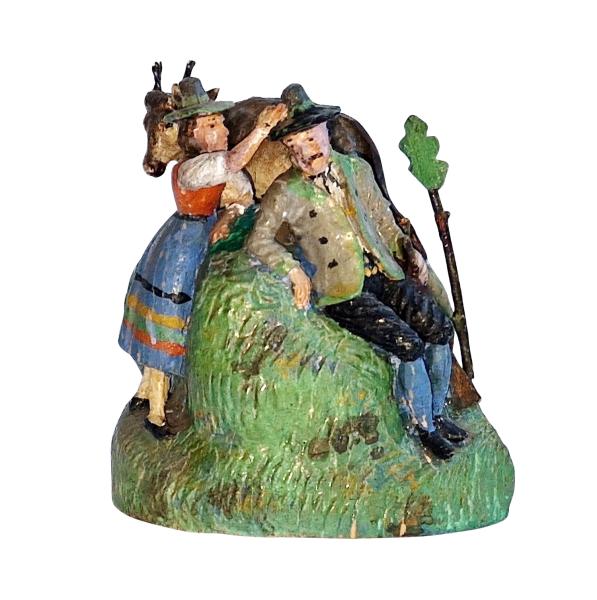 Antike Grulicher Krippenfigur / Romantische Szene um 1900 (7 cm)