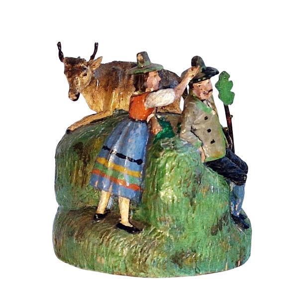 Antike Grulicher Krippenfigur / Romantische Szene um 1900 (7 cm)