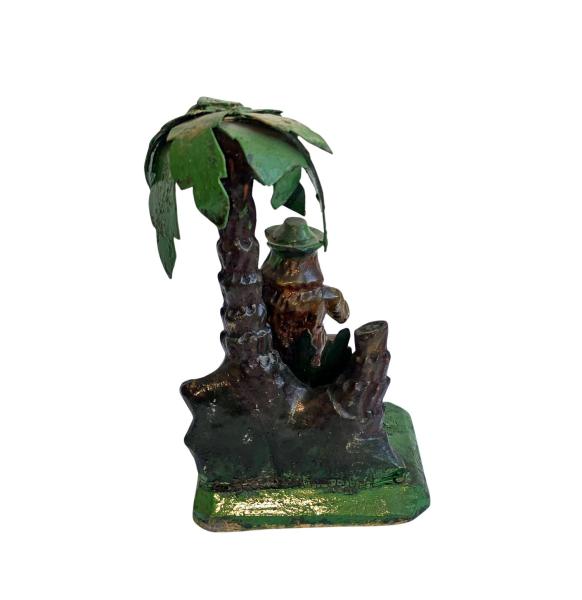 Antike Krippenfigur / Hirte unter Palme um 1900