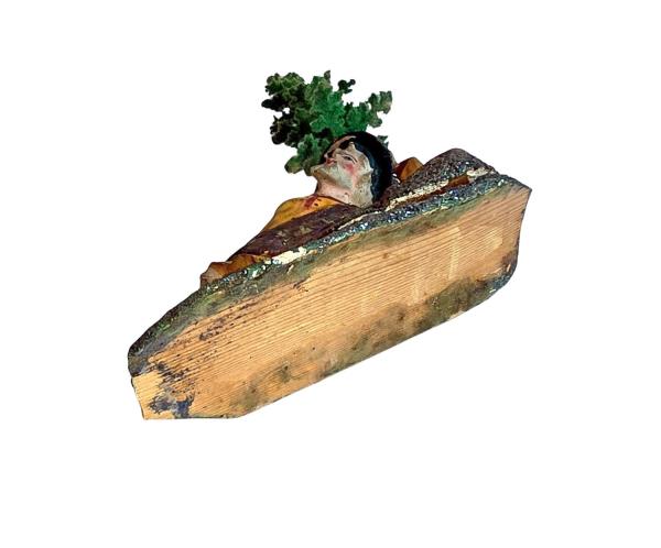 Antike Grulicher Krippenfigur / Rastender Hirte um 1900 (10 cm)