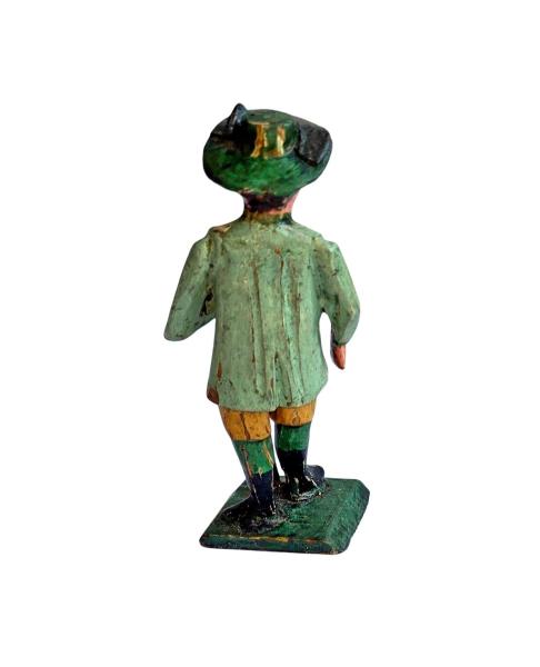Antike Grulicher Krippenfigur / Jäger mit Gewehr um 1900  (10 cm)
