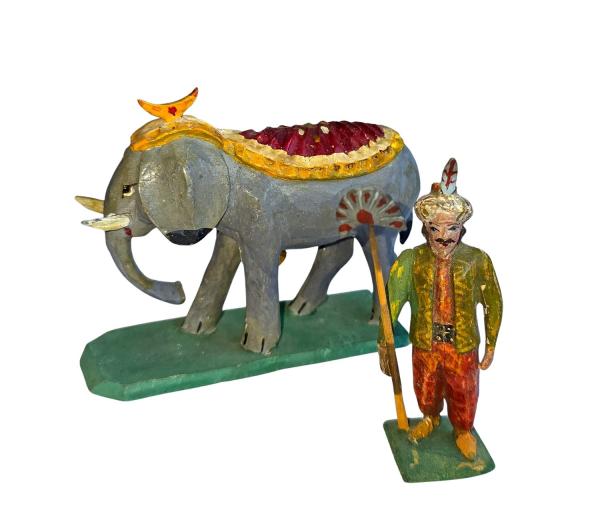 Antique Grulich nativity figure, turk with elephant around 1900 (7 cm)