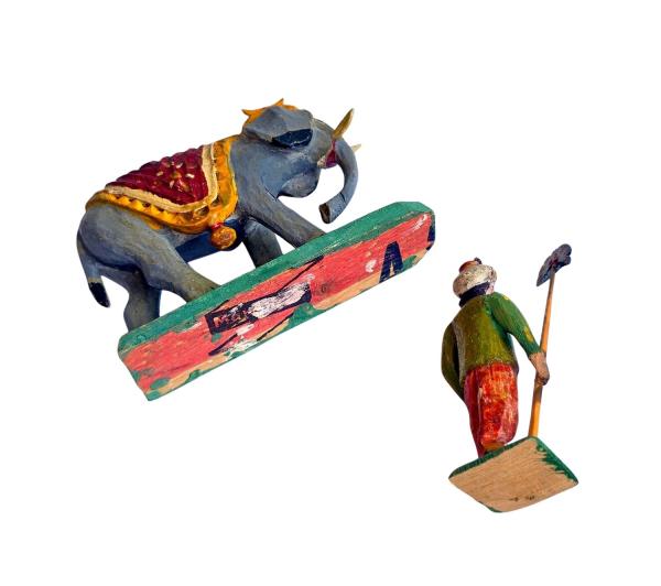 Antique Grulich nativity figure, turk with elephant around 1900 (7 cm)