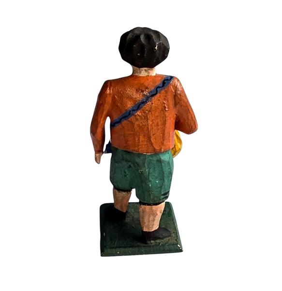 Antique grulich crib figurine, Gift bringer with sack, around 1900 (7 cm)