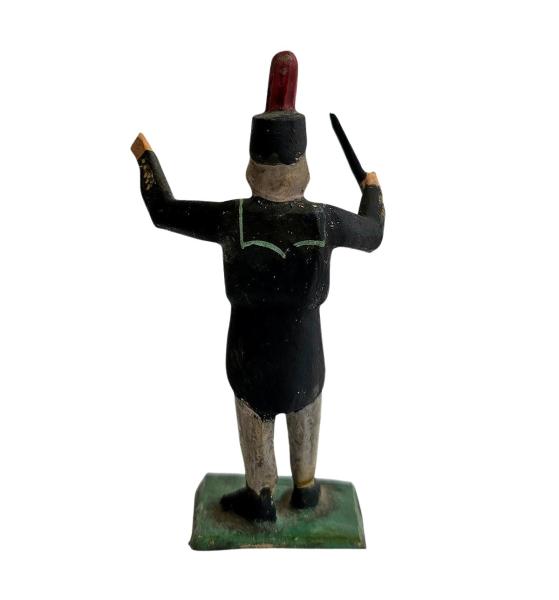 Antike Grulicher Krippenfigur / Musikant, Bergmann, Dirigent um 1920 (7 cm)