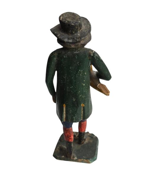 Antique grulich crib figurine, Gift bringer with duck, around 1900 (10 cm)