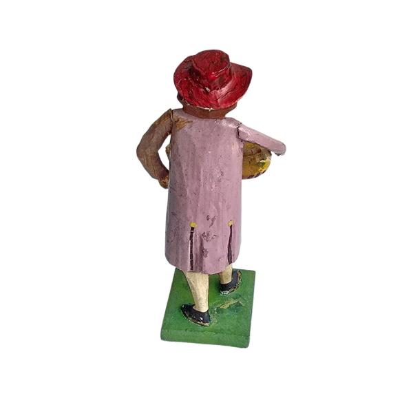 Antique grulich crib figurine, Gift bringer with duck, around 1900 (10 cm)