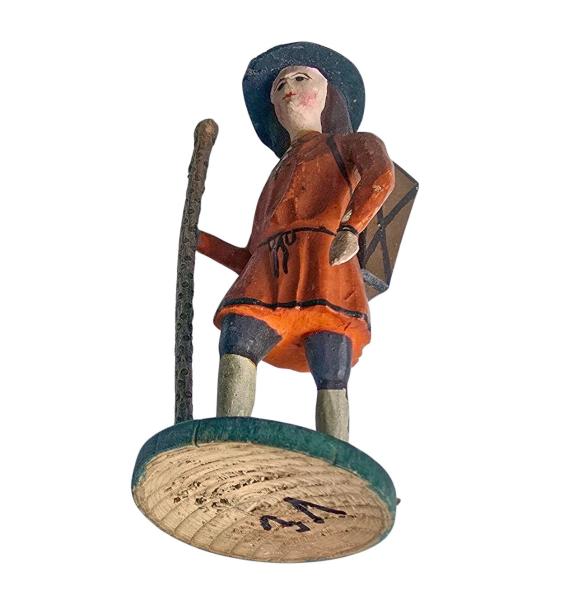 Antique grulich crib figurine, Gift bringer with pannier, around 1900 (10 cm)
