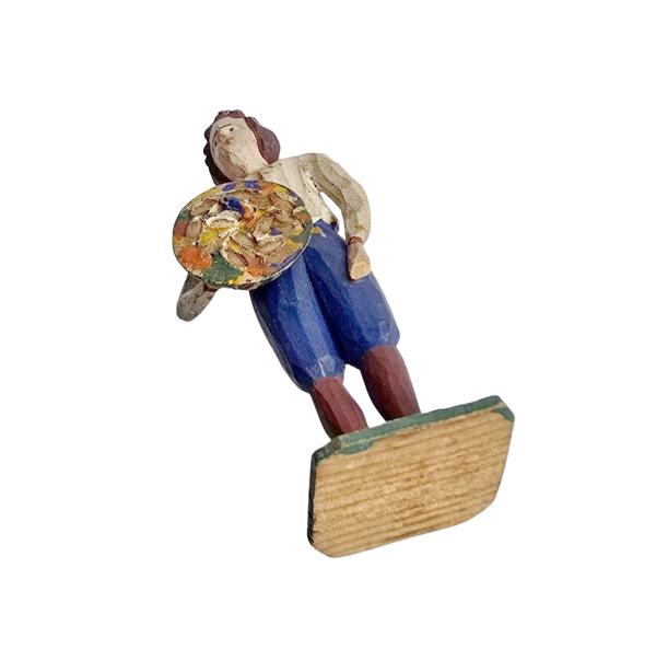 Antique grulich crib figurine, Gift bringer with fruits, around 1900 (10 cm)