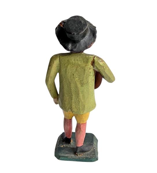 Antique grulich crib figurine, Gift bringer with bread, around 1900 (10 cm)