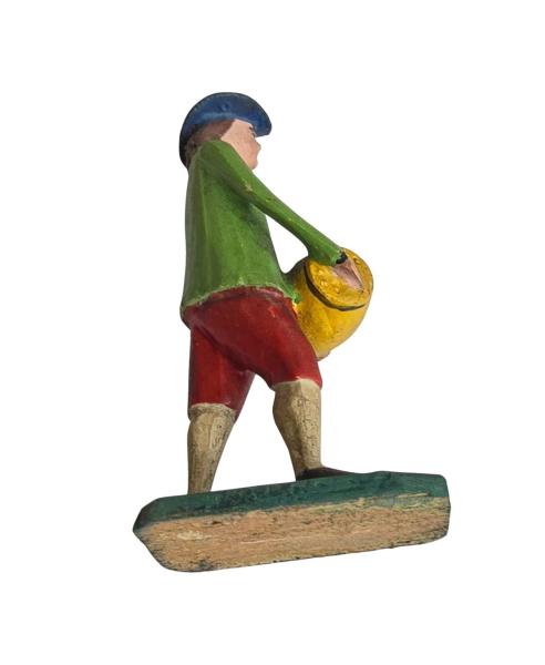 Antique grulich crib figurine, Gift bringer with barrel, around 1900 (10 cm)