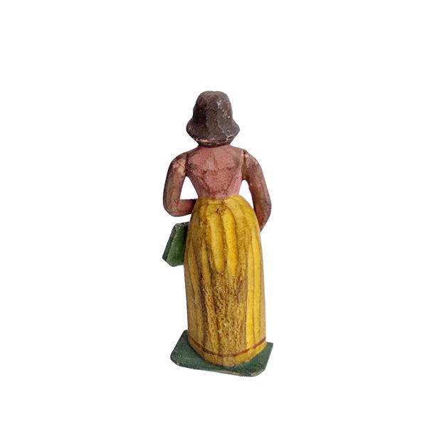 Antike Grulicher Krippenfigur / Frau mit Handtasche um 1900  (10cm)