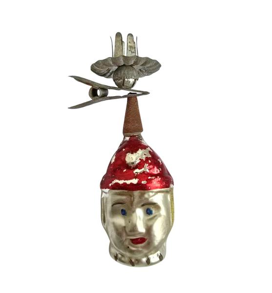 Candle Holder with  blown glass clown, around 1930