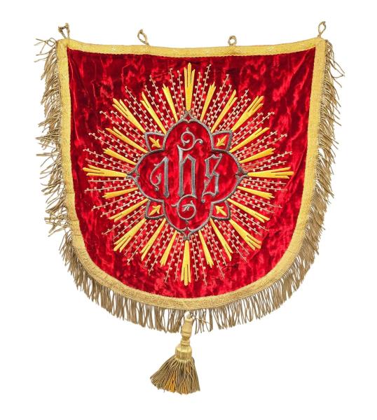 Antikes Rückenschild für, Ornat, Chormantel, Vestment, Pluviale, um 1900